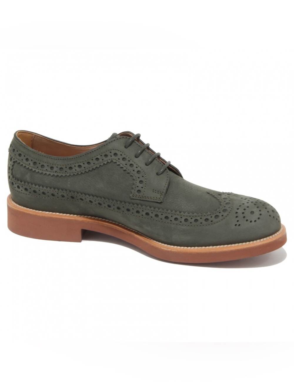 Tod’s Derby Bucature Wing Tip Lace Up Suede Oxfords Sage Green Size 11 - Picture 2 of 16